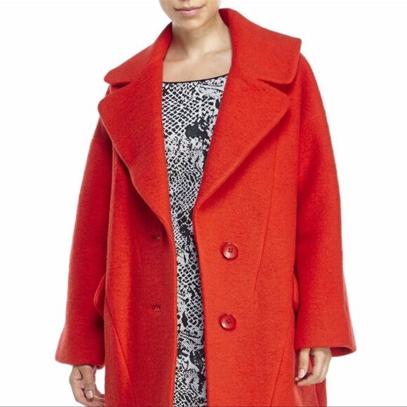 Yoana Baraschi wool Button Front Modern Icona Diva Coat Red Size Small - Picture 6 of 13